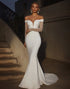 Elegant Ivory Off the Shoulder Mermaid Long Wedding Dress with Long Sleeves