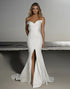 Satin Off the Shoulder Ivory Mermaid Wedding Dress with Slit