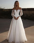 Organza Sweetheart Ivory A Line Wedding Dress with Long Sleeves