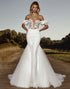 Delicate Ivory A Line Off the Shoulder Tulle Lace Wedding Dress