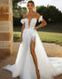 Ivory Tulle Lace A Line Wedding Dress with Appliques