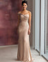 Light Khaki Jersey Sheath One Shoulder Pleated Formal Dress