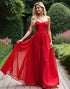 Red A-Line Strapless Sweetheart Neck Chiffon Long Formal Dress