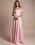 Cold Shoulder A-Line Sleeveless Backless Chiffon Pink Formal Dress