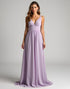 Lilac A-Line Spaghetti Straps V-Neck Ruched Chiffon Formal Dress
