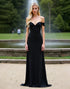 Sheath Strapless Sweetheart Neck Chiffon Sweep Train Black Formal Dress