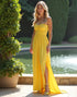 Yellow A-Line Strapless Sweetheart Neck Split Sweep Train Formal Dress