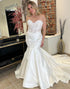 Mermaid Strapless White Wedding Dress with Appliques