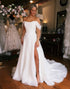 Off The Shoulder White A Line Wedding Dress