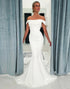 Off The Shoulder Mermaid Satin White Wedding Dress
