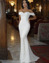 White Sequins Off the Shoulder Mermaid Long Wedding Dress