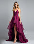 Dark Purple A-Line Spaghetti Straps V-Neck Asymmetrical Formal Dress