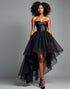 Black A Line Sweetheart High-Low Formal Dress