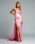 Pink Sheath Strapless Sweetheart Neck Zipper Pleated Slit Formal Dress