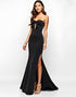 Black Mermaid Strapless Sweetheart Neck Hollow Slit Wedding Guest Dress