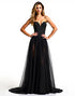 Black A-Line Sweetheart Neck Rhinestone Black Tie Wedding Guest Dress