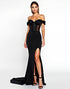 Strapless Sweetheart Neck Mermaid Split Sweep Train Black Tie Dresses
