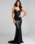 Sweetheart Neck Mermaid Spaghetti Sequins Split Sweep Train Black Tie Dresses