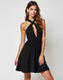 A-Line Spaghetti Halter Hollow Short Formal Dress Black Tie Dresses