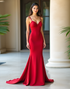 Mermaid Red Spaghetti Sweetheart Neck Long Prom Dress