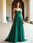 Green A-Line Spaghetti Straps Sweetheart Neck Prom Dress