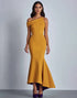 Yellow Mermaid Strapless One-Shoulder Formal Dress with Floor-Length
