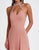 Pink A-Line Strapless Halter V-Neck Rhinestone Formal Dress with Chiffon