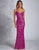 Sheath Spaghetti Straps Fuchsia V-Neck Sequins Floor-Length Formal Dress