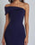 Navy Mermaid Strapless Off The Shoulder Split Floor-Length Formal Dress