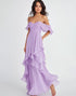 Ruffled Pleated Lilac Off the Shoulder A Line Formal Dress