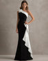 One Shoulder Mermaid Ruffles Long Black Tie Dress