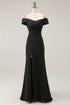 Mermaid Off The Shoulder Long Black Tie Dress With Slit