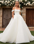 Ivory Off The Shoulder Satin Long Wedding Dress