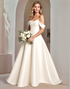 Stylish Off The Shoulder Satin Ivory Wedding Dress With Bows