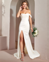 Ivory Bodycon Off The Shoulder Wedding Dress with Slit