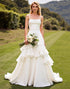 Ivory Spaghetti Straps A Line Ruffled Wedding Dress