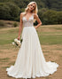 Ivory A Line Spaghetti Straps Chiffon Wedding Dress With Lace