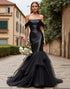 Black Mermaid Off The Shoulder Wedding Dress