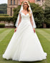 Ivory A Line Appliques Wedding Dress with Long Sleeves