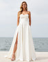 Strapless Ivory A Line Wedding Dress with Slit