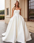 Strapless Ivory A Line Pleated Wedding Dress