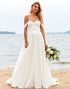 Off The Shoulder Ivory A Line Long Wedding Dress With Slit