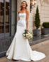 Ivory Strapless Satin Bodycon Long Wedding Dress