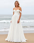 Simple Off The Shoulder Chiffon Ivory Wedding Dress