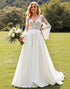 Ivory Long Sleeve Lace A Line Wedding Dress