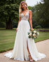 Ivory Spaghetti Straps A Line Sequin Long Wedding Dress