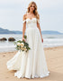 A Line Ivory Off The Shoulder Ruched Long Wedding Dress