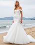 Mermaid Ivory Off The Shoulder Pleated Long Wedding Dress