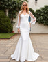 Ivory Mermaid Long Sleeves Appliqued Wedding Dress