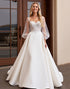 Delicate Ivory Lace A Line Illusion Long Sleeve Wedding Dress